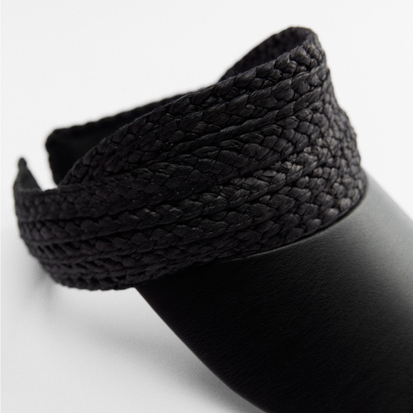 NWT. Zara Black Raffia Vizor. Size S-M. - Picture 2 of 11